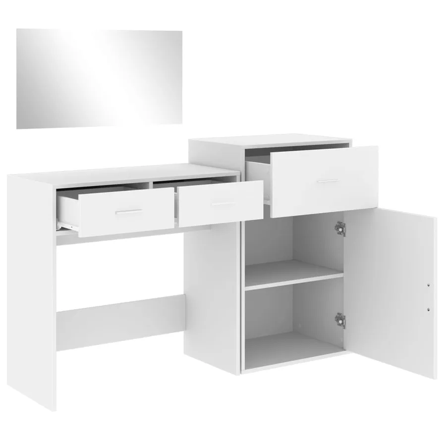 Ensemble de coiffeuse 3 pcs blanc bois d'ingénierie - 8