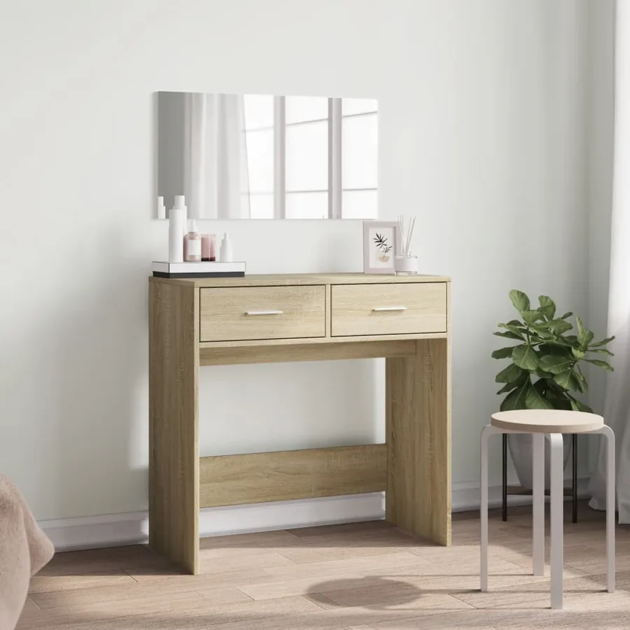 Coiffeuse avec miroir chêne sonoma 80x39x80 cm - 3