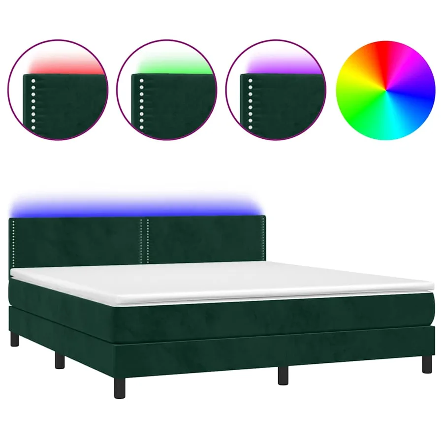 Sommier à lattes de lit avec matelas LED Vert foncé 180x200 cm - 2