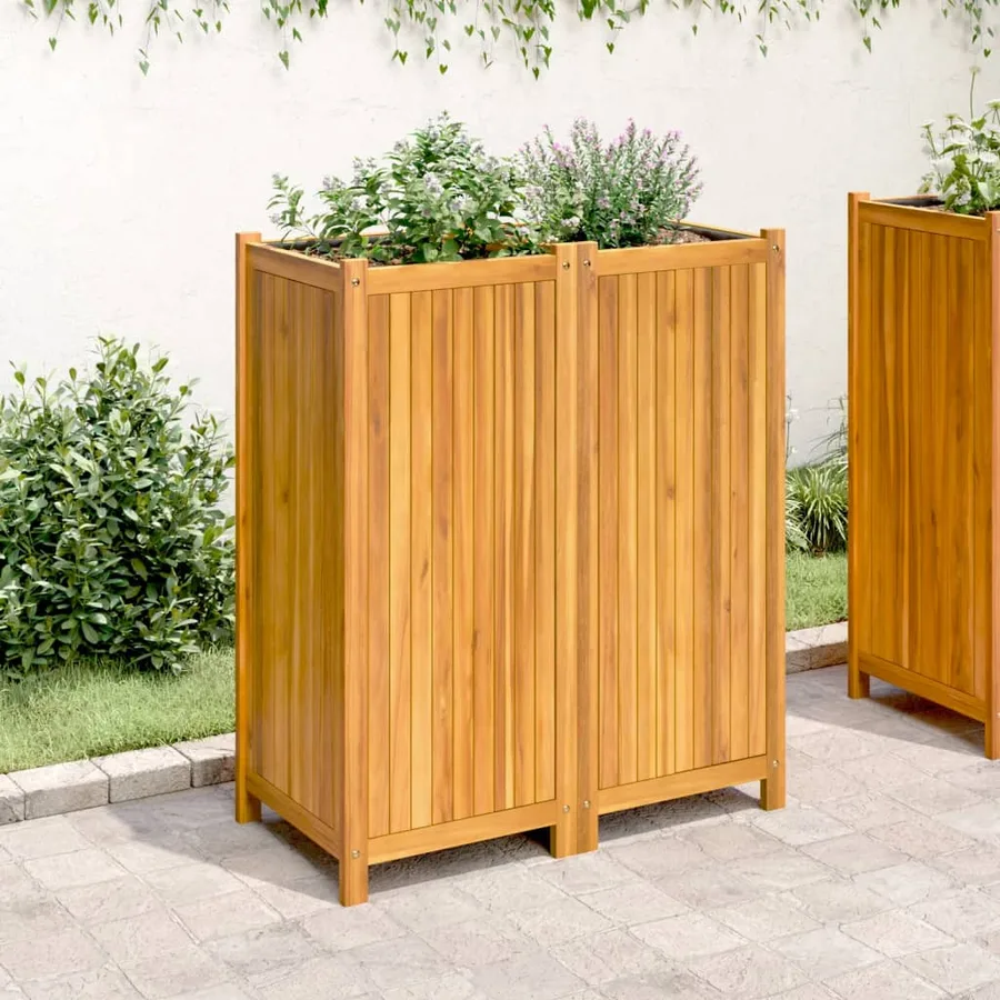 Jardinière avec doublure 84x42x100 cm bois massif d'acacia - 3