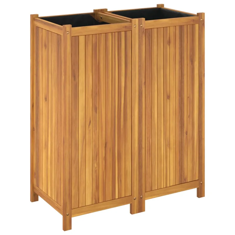 Jardinière avec doublure 84x42x100 cm bois massif d'acacia - 7