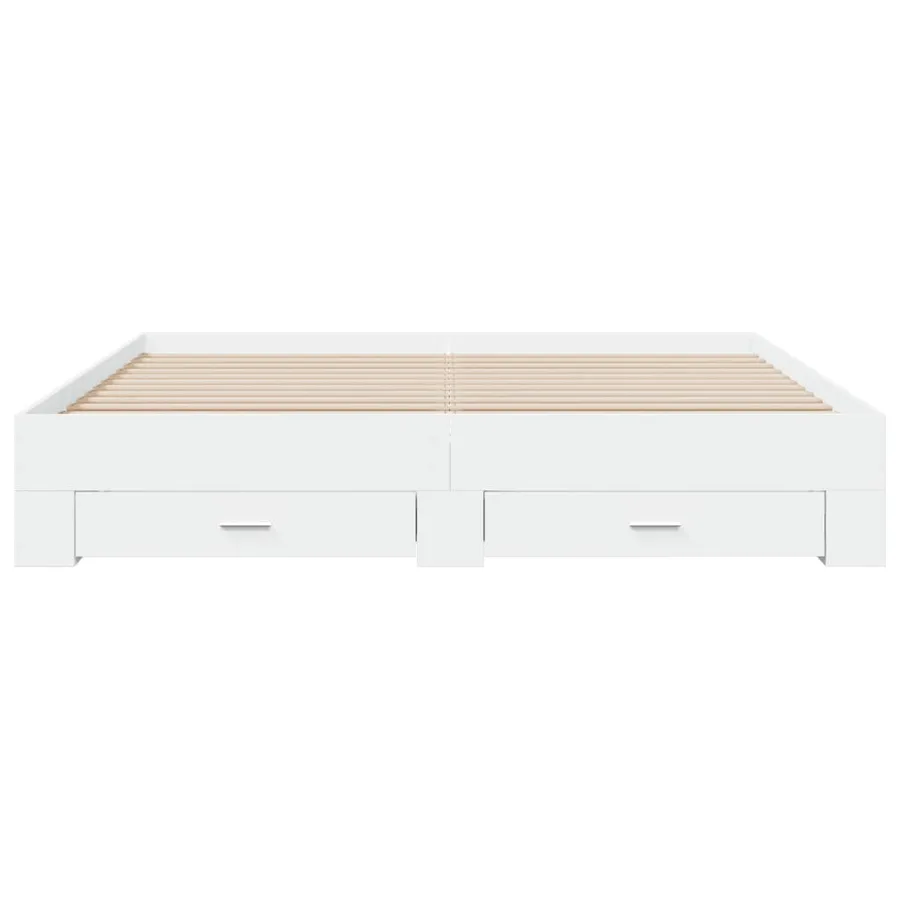 Cadre de lit avec tiroirs sans matelas blanc 200x200 cm - 4