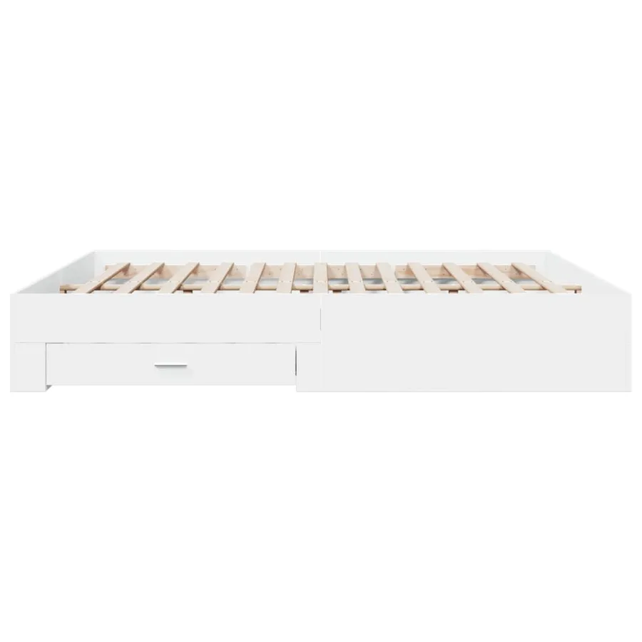 Cadre de lit avec tiroirs sans matelas blanc 200x200 cm - 5