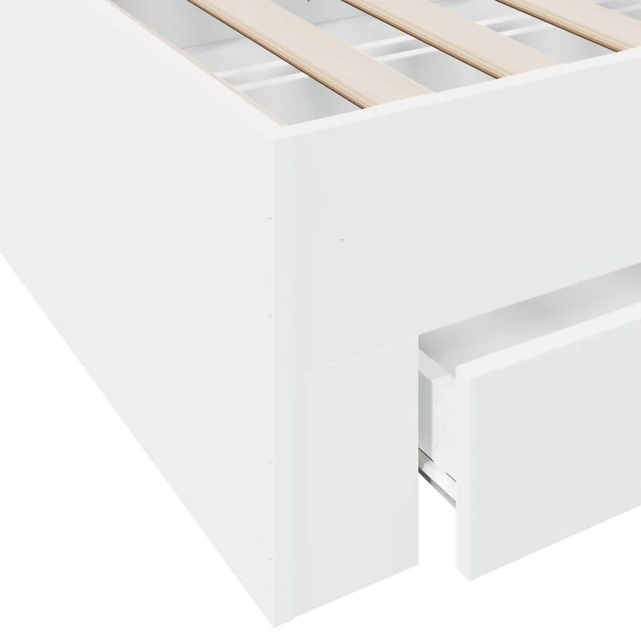 Cadre de lit avec tiroirs sans matelas blanc 200x200 cm - 8