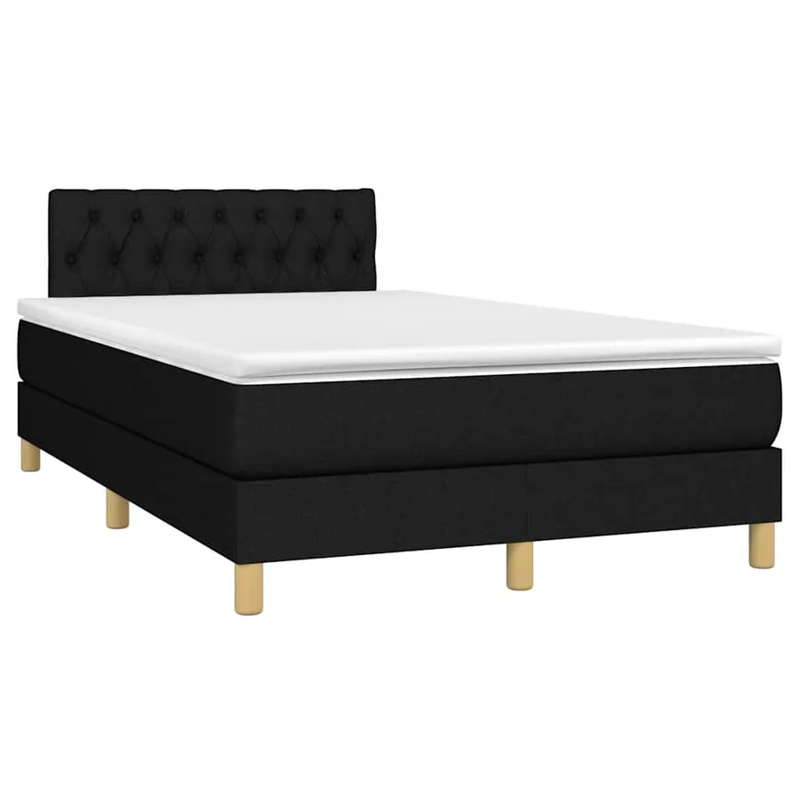 Sommier à lattes de lit matelas et LED noir 120x190 cm tissu - 3