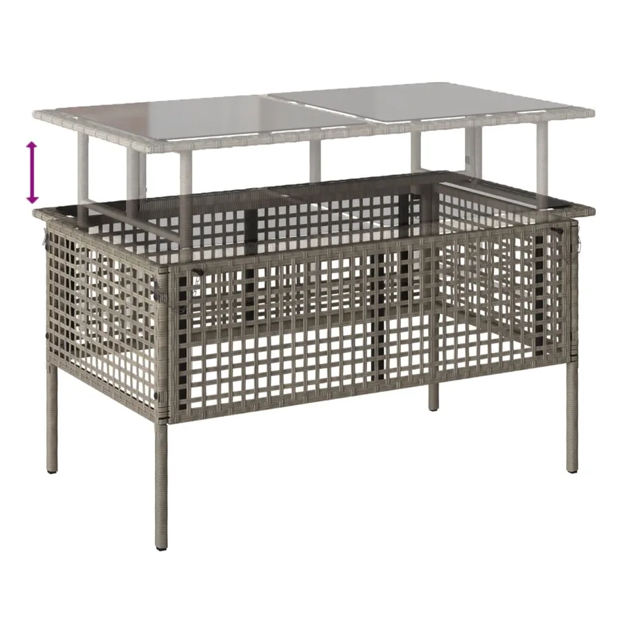 Salon de jardin avec coussins 4 pcs gris clair poly rotin verre - 10