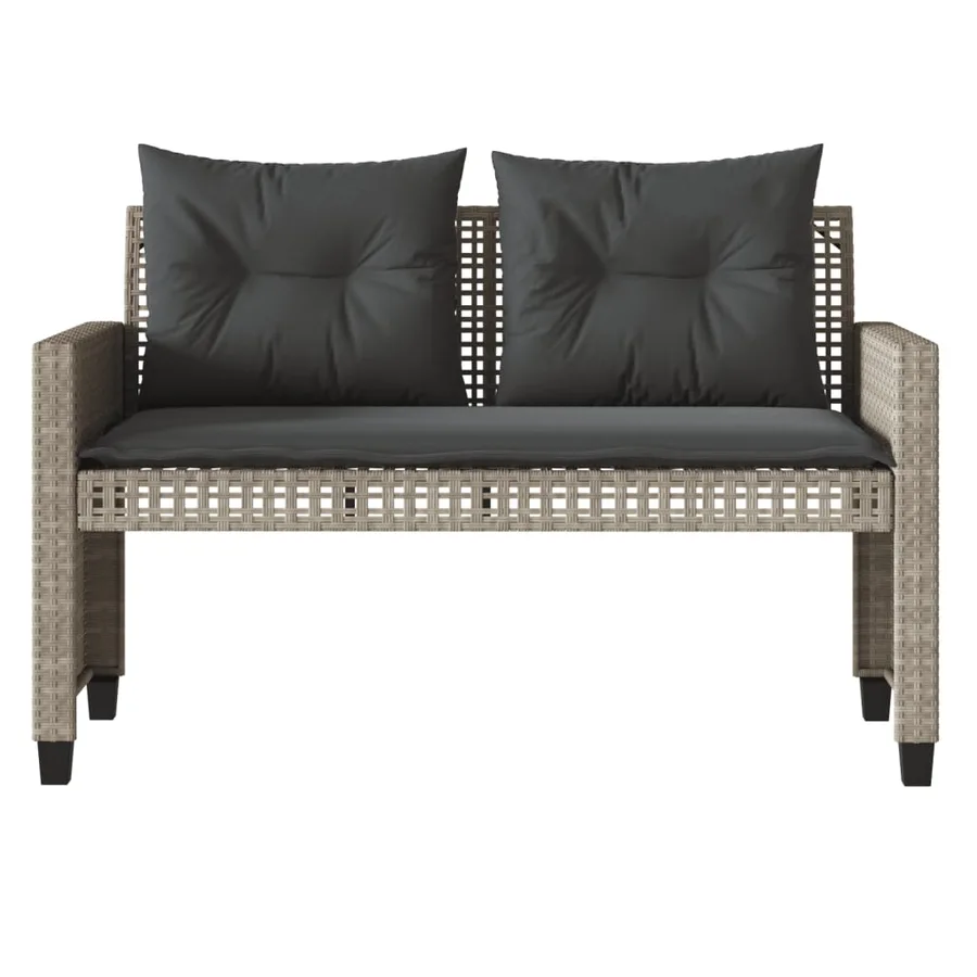 Salon de jardin avec coussins 4 pcs gris clair poly rotin verre - 5