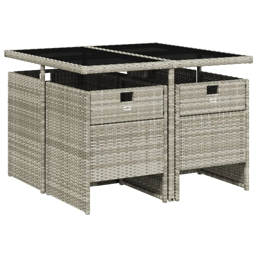 Ensemble à manger de jardin et coussins 5 pcs gris clair rotin - 3