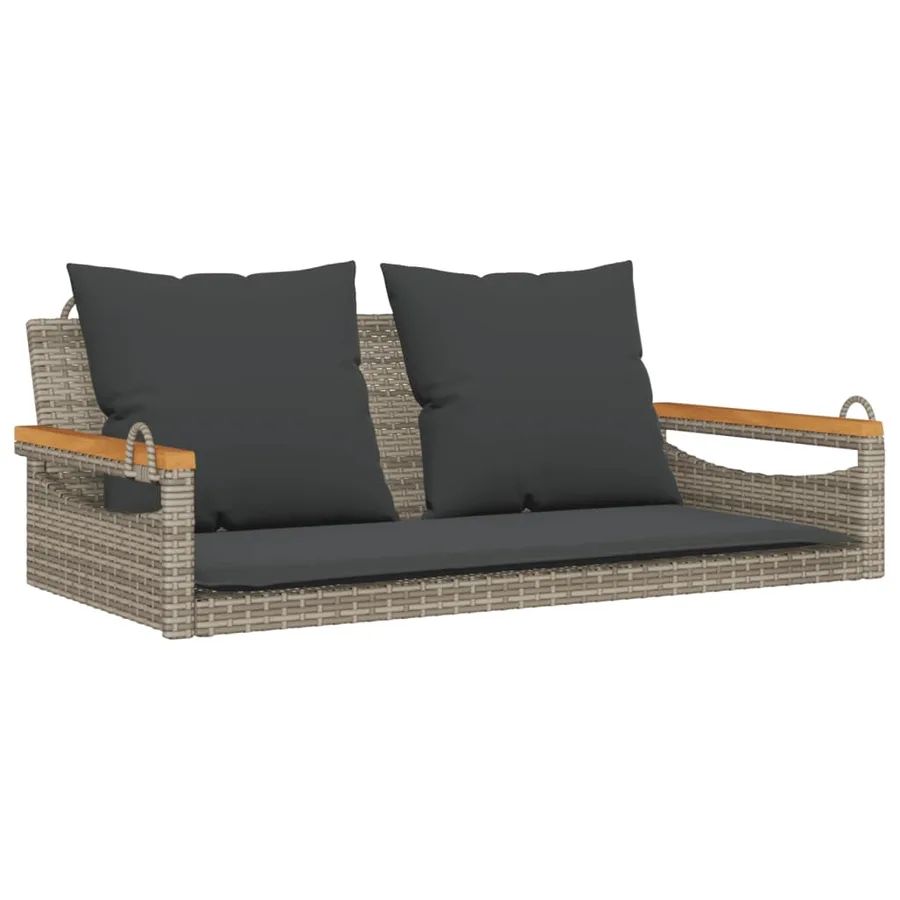 Balancelle avec coussins gris 109x62x40 cm résine tressée - 2
