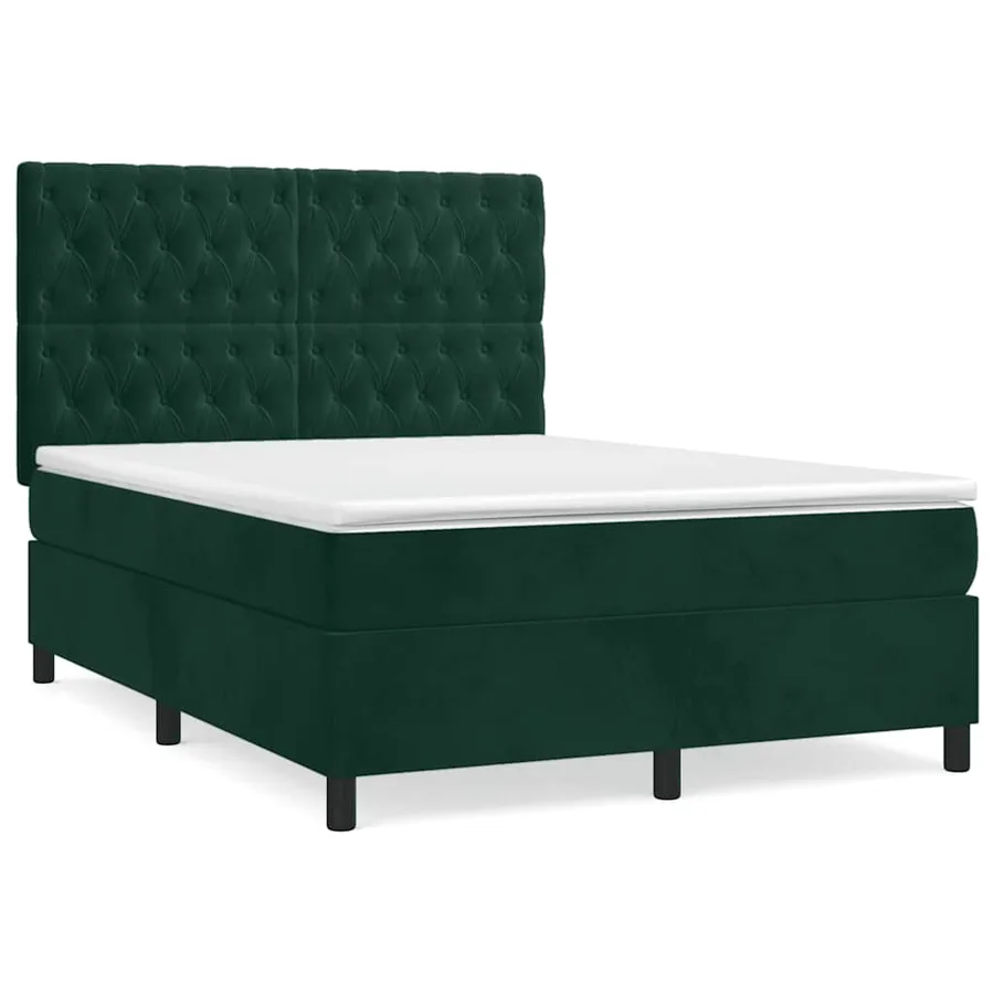 Sommier à lattes de lit et matelas Vert foncé 140x190cm Velours - 2