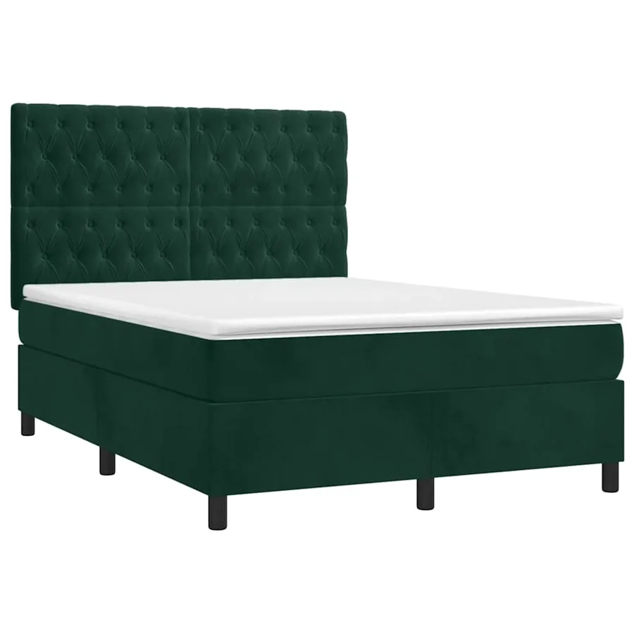 Sommier à lattes de lit et matelas Vert foncé 140x190cm Velours - 3