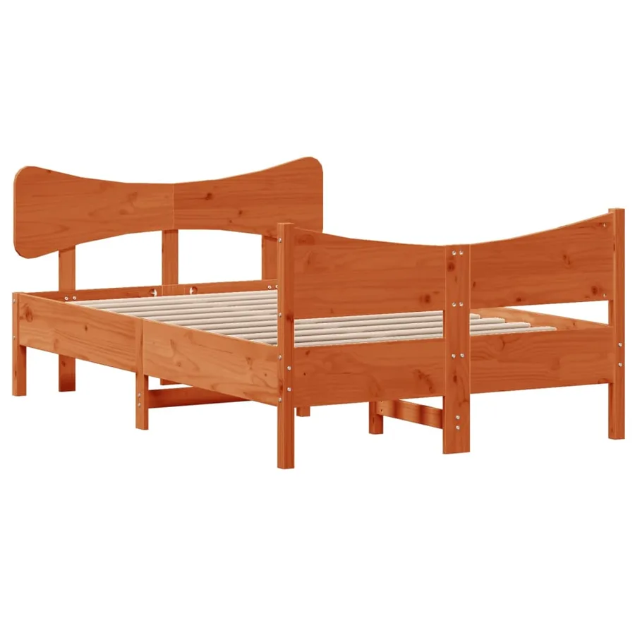 Cadre de lit sans matelas cire marron 120x200cm bois pin massif - 3