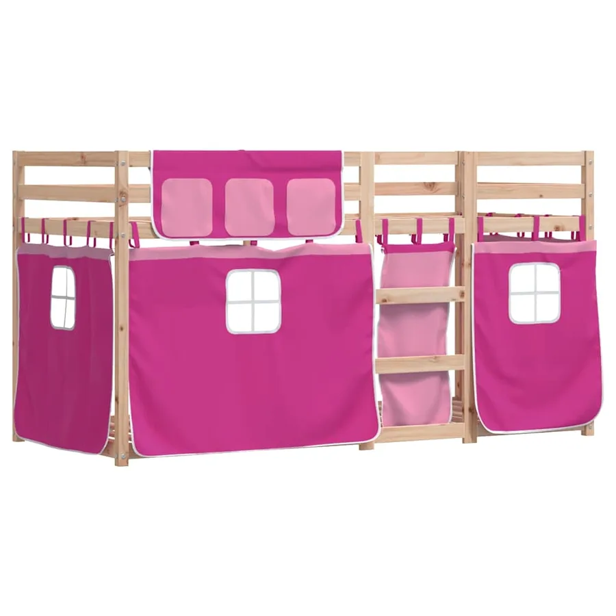 Lit superposé sans matelas rose 80x200 cm bois de pin massif - 3