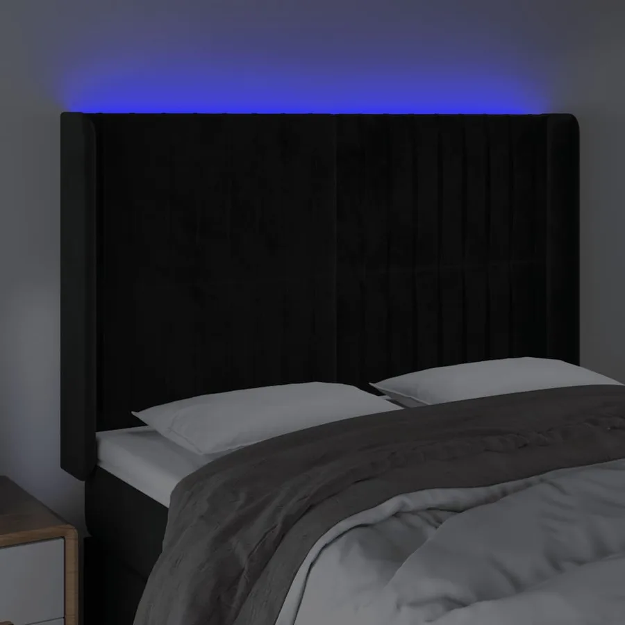 Tête de lit à LED Noir 147x16x118/128 cm Velours - 4