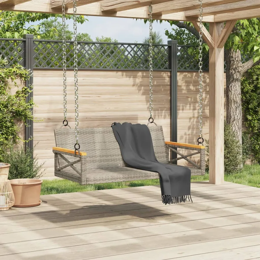 Balancelle gris 109x62x40 cm résine tressée - 3