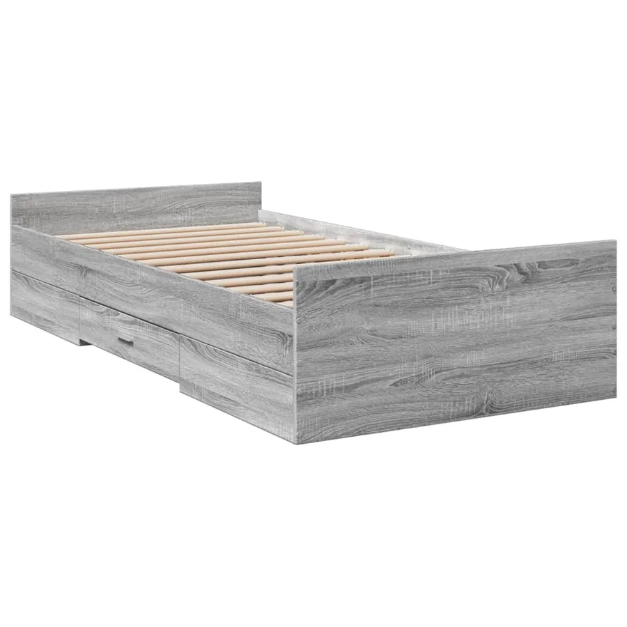 Cadre de lit avec tiroirs sans matelas sonoma gris 75x190 cm - 3