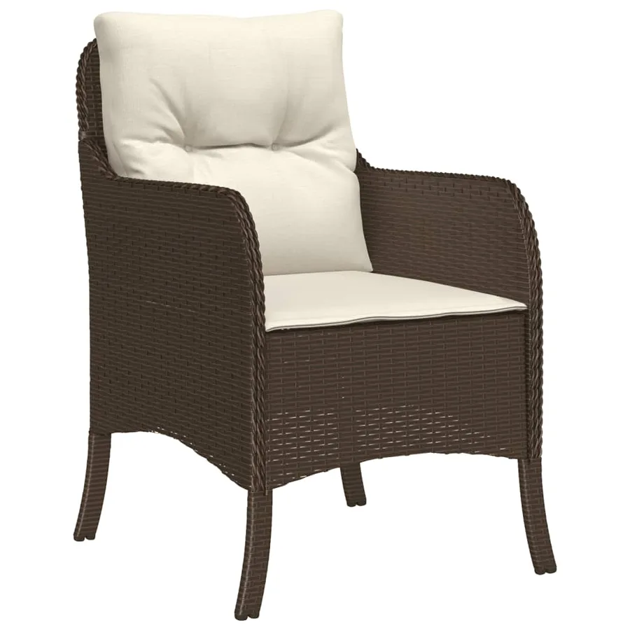 Ensemble à manger de jardin 5 pcs et coussins marron poly rotin - 4