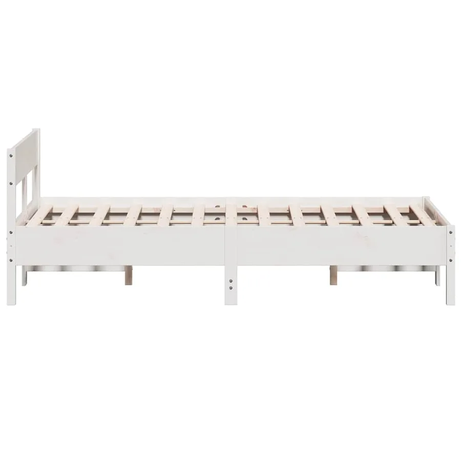 Cadre de lit sans matelas blanc 160x200 cm bois de pin massif - 5