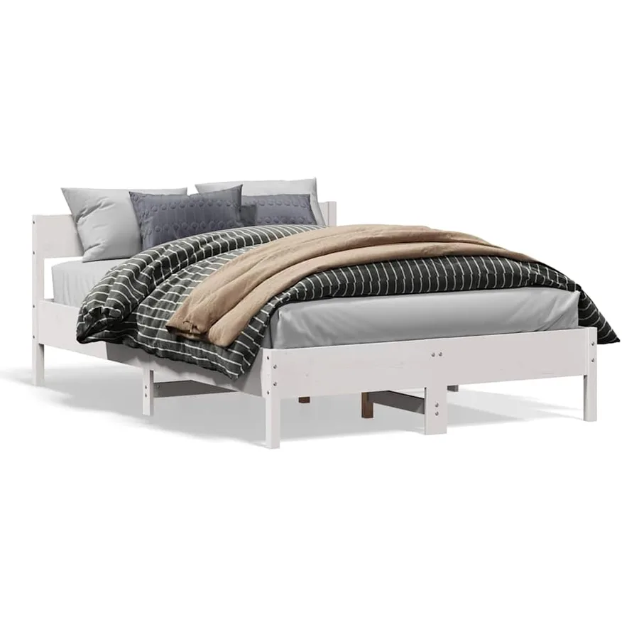 Cadre de lit sans matelas blanc 120x200 cm bois de pin massif - 2
