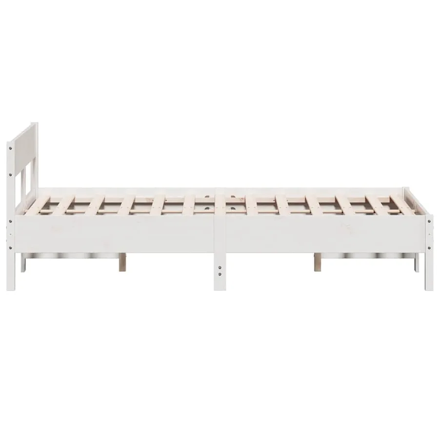 Cadre de lit sans matelas blanc 120x200 cm bois de pin massif - 5