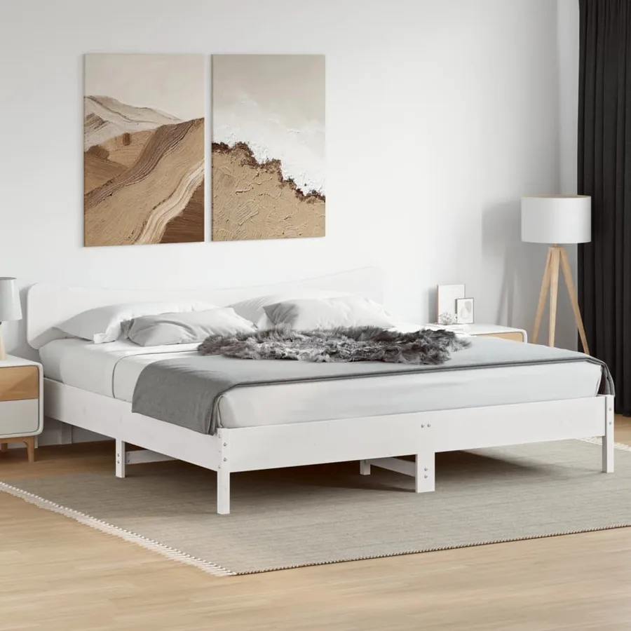 Tête de lit blanc 200 cm bois massif de pin - 3