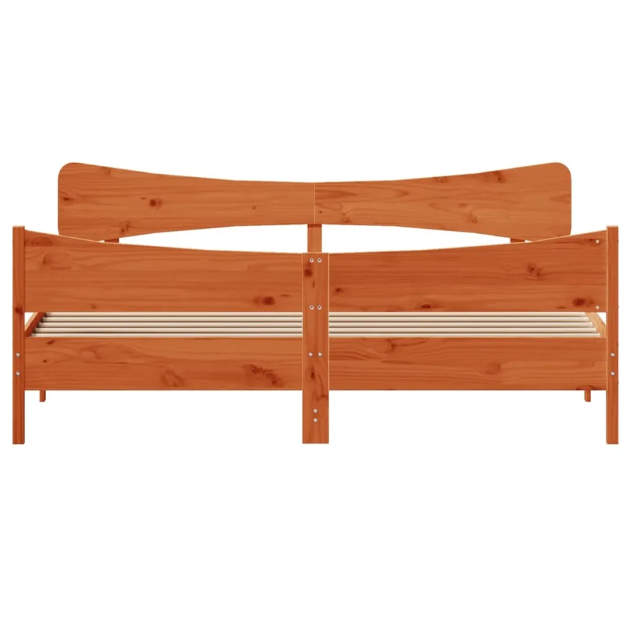 Cadre de lit sans matelas cire marron 200x200cm bois pin massif - 4