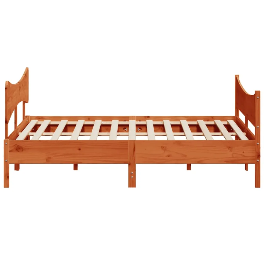 Cadre de lit sans matelas cire marron 200x200cm bois pin massif - 5