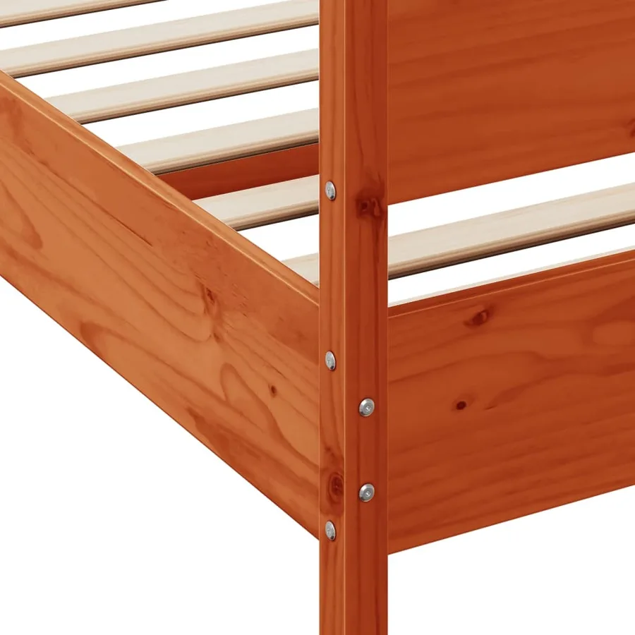 Cadre de lit sans matelas cire marron 200x200cm bois pin massif - 7