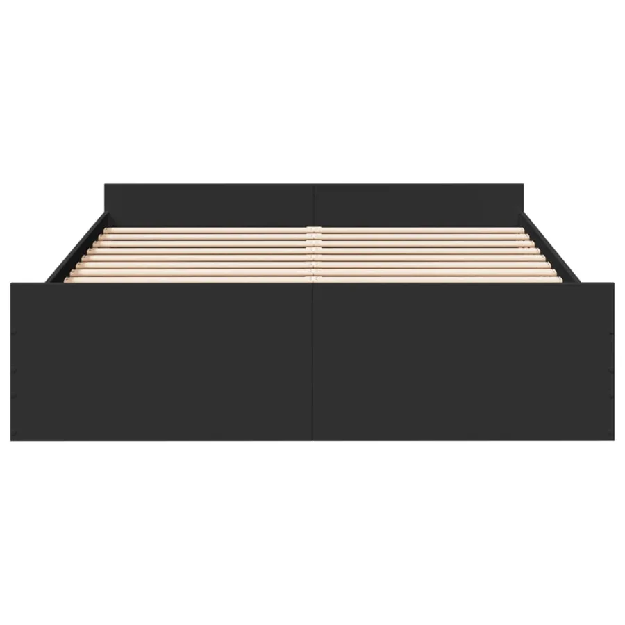 Cadre de lit avec tiroirs sans matelas noir 150x200 cm - 4