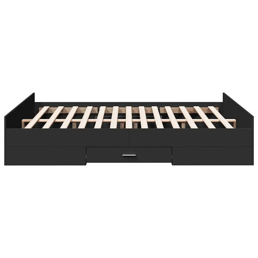 Cadre de lit avec tiroirs sans matelas noir 150x200 cm - 5