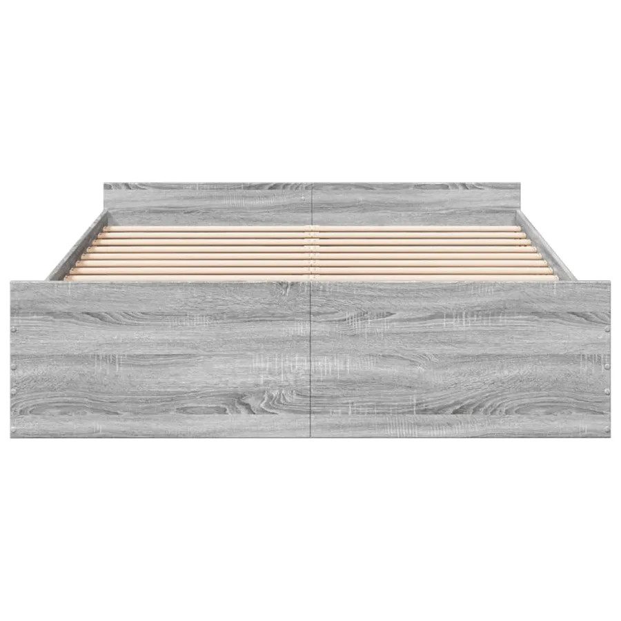 Cadre de lit avec tiroirs sans matelas sonoma gris 150x200 cm - 4