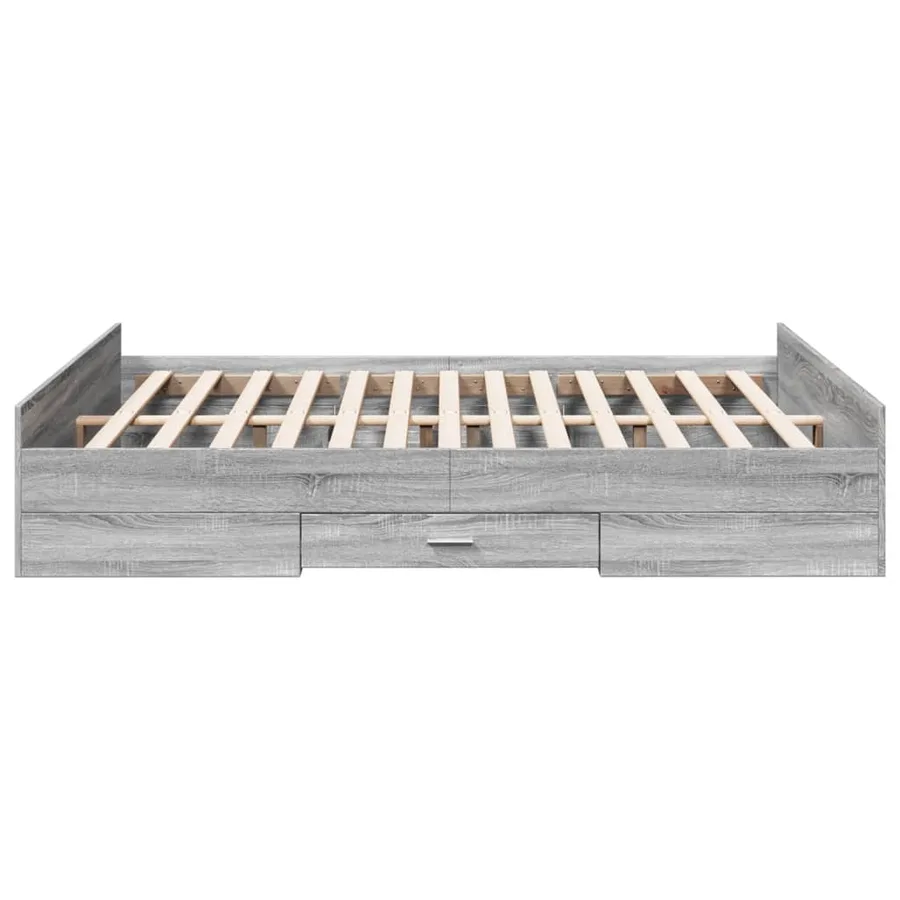 Cadre de lit avec tiroirs sans matelas sonoma gris 150x200 cm - 5