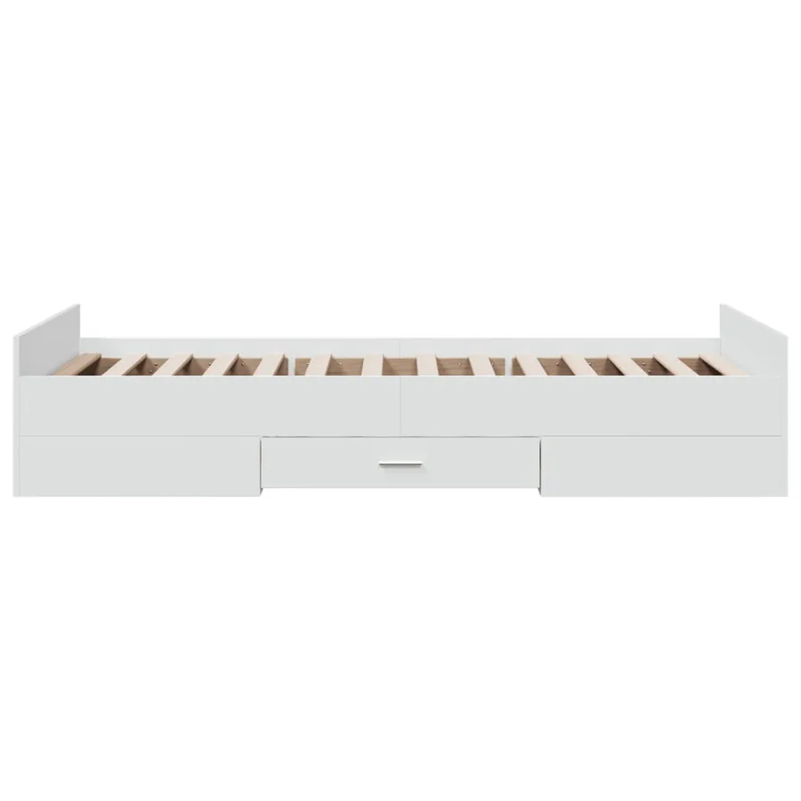 Cadre de lit avec tiroirs sans matelas blanc 90x200 cm - 5