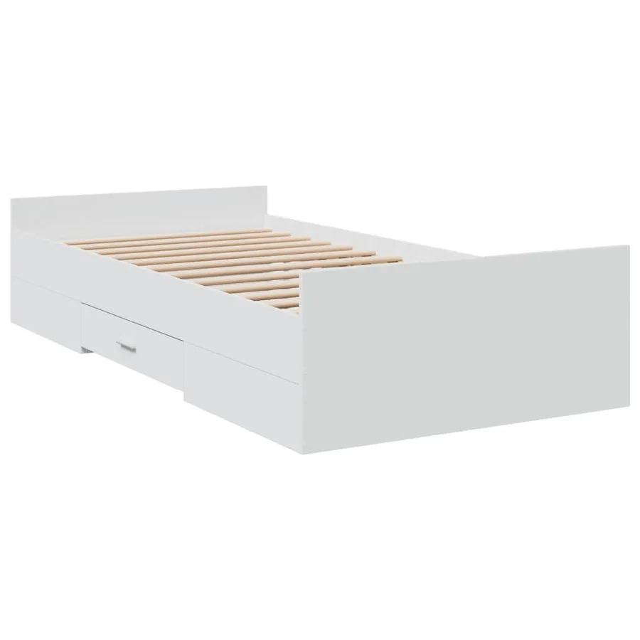 Cadre de lit avec tiroirs sans matelas blanc 90x200 cm - 6