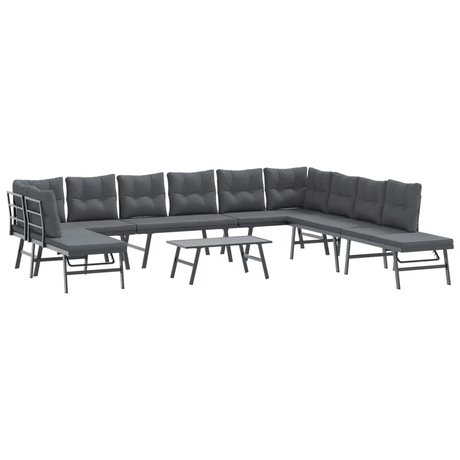 Bancs de jardin avec coussins lot de 6 acier enduit de poudre - 2