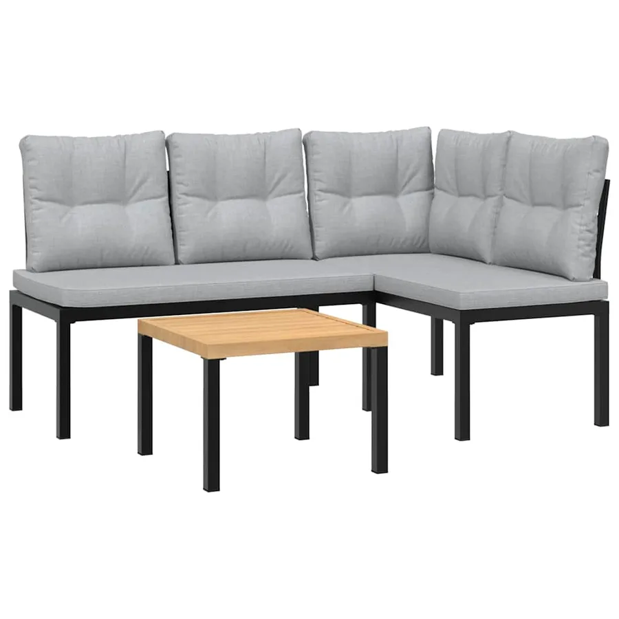 Ensemble de banc de jardin avec coussins 3 pcs noir - 2