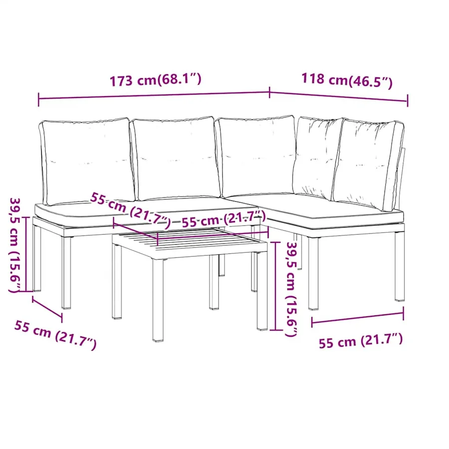 Ensemble de banc de jardin avec coussins 3 pcs noir - 8
