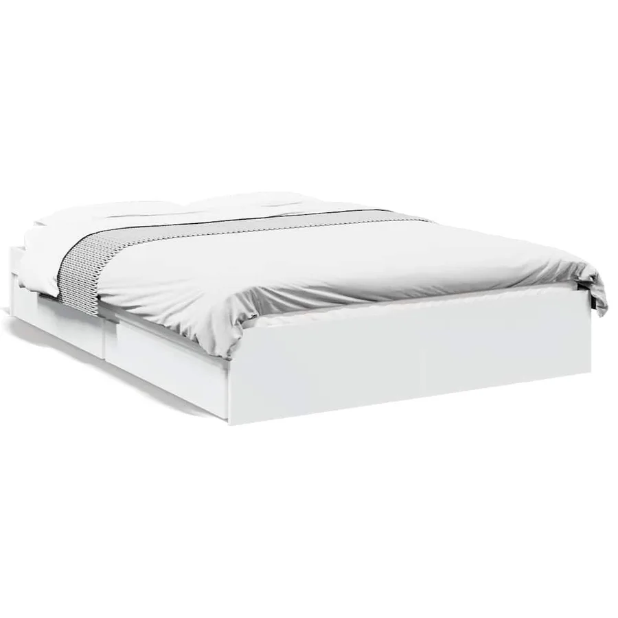 Cadre de lit avec tiroirs sans matelas blanc 120x200 cm - 2