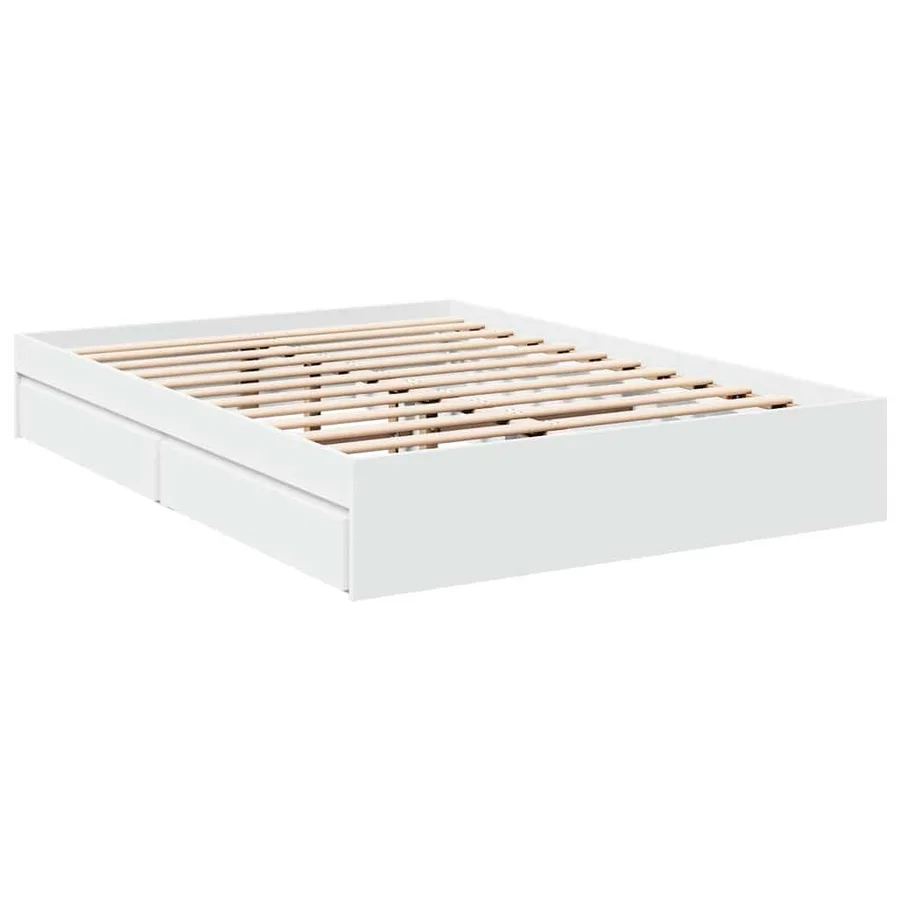 Cadre de lit avec tiroirs sans matelas blanc 120x200 cm - 3