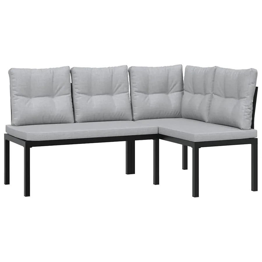 Ensemble de banc de jardin avec coussins 4 pcs noir - 3