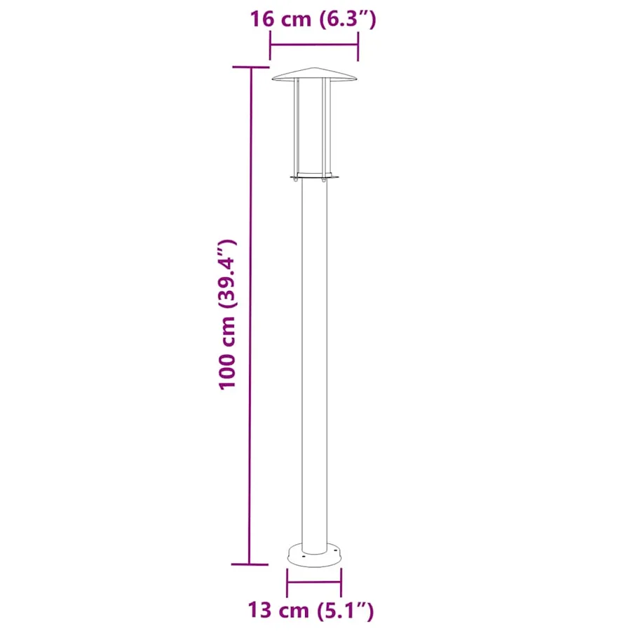 Lampadaires d'extérieur 3 pcs noir 100 cm acier inoxydable - 7