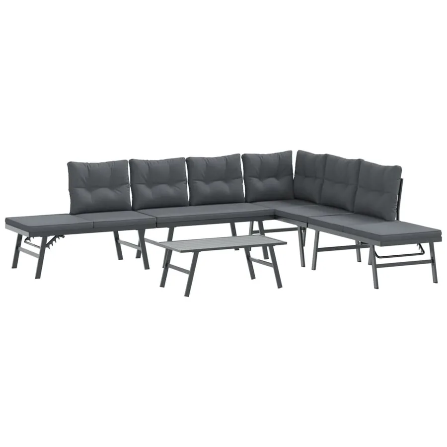 Ensemble de bancs de jardin avec coussins 5 pcs noir - 2