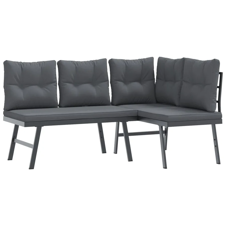 Ensemble de bancs de jardin avec coussins 5 pcs noir - 3