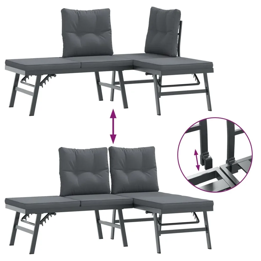 Ensemble de bancs de jardin avec coussins 5 pcs noir - 7