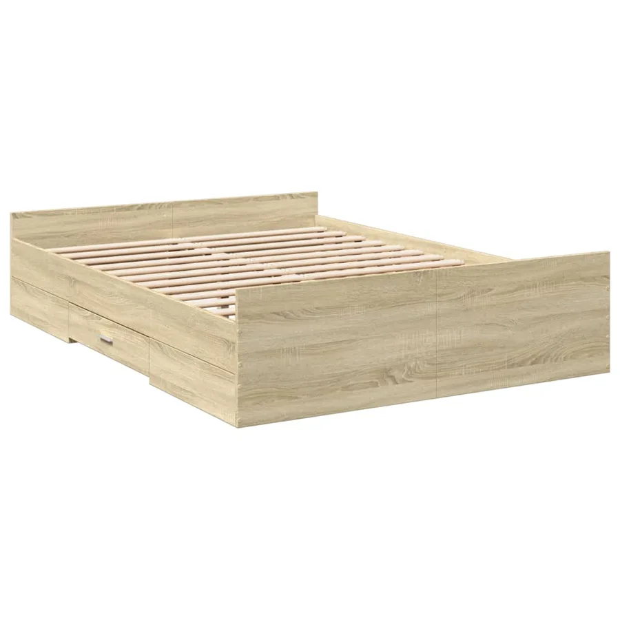 Cadre de lit avec tiroirs sans matelas chêne sonoma 140x190 cm - 3