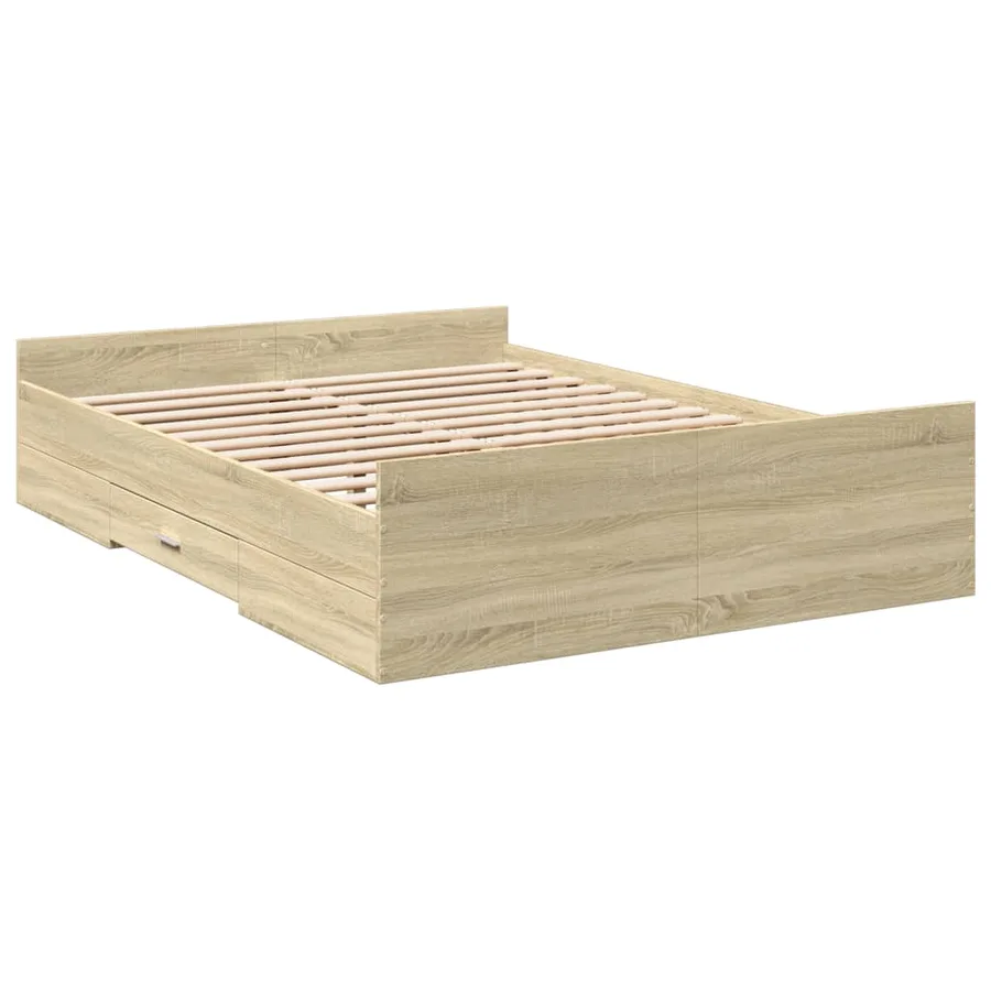 Cadre de lit avec tiroirs sans matelas chêne sonoma 140x190 cm - 6