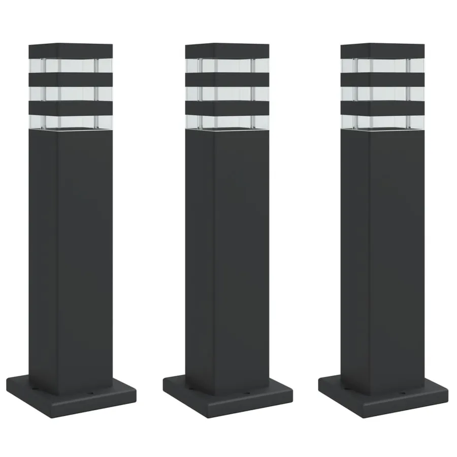 Lampadaires d'extérieur 3 pcs noir 50 cm aluminium - 2
