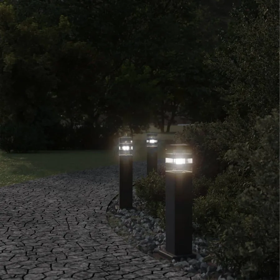 Lampadaires d'extérieur 3 pcs noir 50 cm aluminium - 3