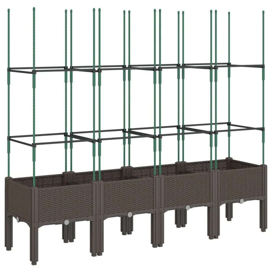Jardinière avec treillis marron 160x40x142,5 cm PP - 2