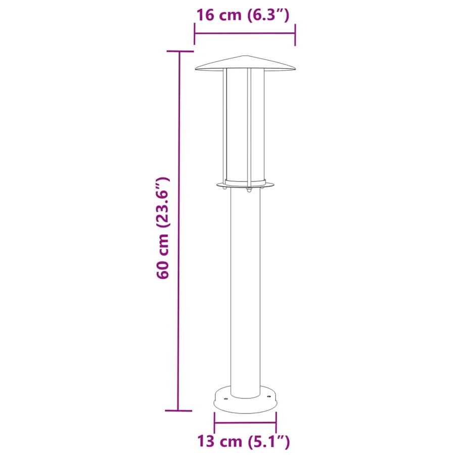 Lampadaires d'extérieur 3 pcs noir 60 cm acier inoxydable - 7
